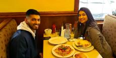 Couple enjoying breakfast at Annie's Pancake House in Skokie
