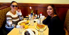 Friends enjoying breakfast at Annie's Pancake House in Skokie