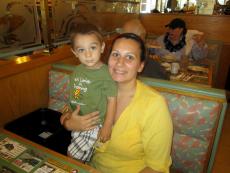 Mother and son enjoying breakfast at Christy's Restaurant & Pancake House in Wood Dale Mother and son enjoying breakfast at Christy's Restaurant & Pancake House in Wood Dale