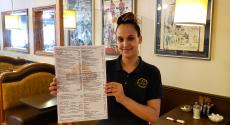 Friendly server at George's Family Restaurant in Oak Park