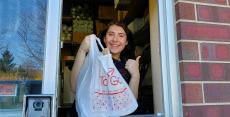 Friendly drive-thru server at Kosta's Gyros in Algonquin