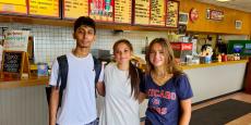 Friends enjoying lunch at Nick's Drive-In Restaurant in Chicago 