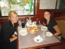 Friends enjoying lunch at Omega Pancake House in Schaumburg