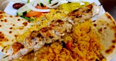 The famous Chicken Souvlaki at Rose Garden Cafe Elk Grove Village