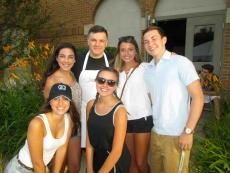 Volunteers and friends enjoying the St. Sophia Greek Fest in Elgin