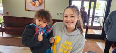 Family enjoying lunch at Tasty Waffle Restaurant in Plainfield