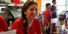 Friendly server at Teddy's Diner in Elk Grove Village